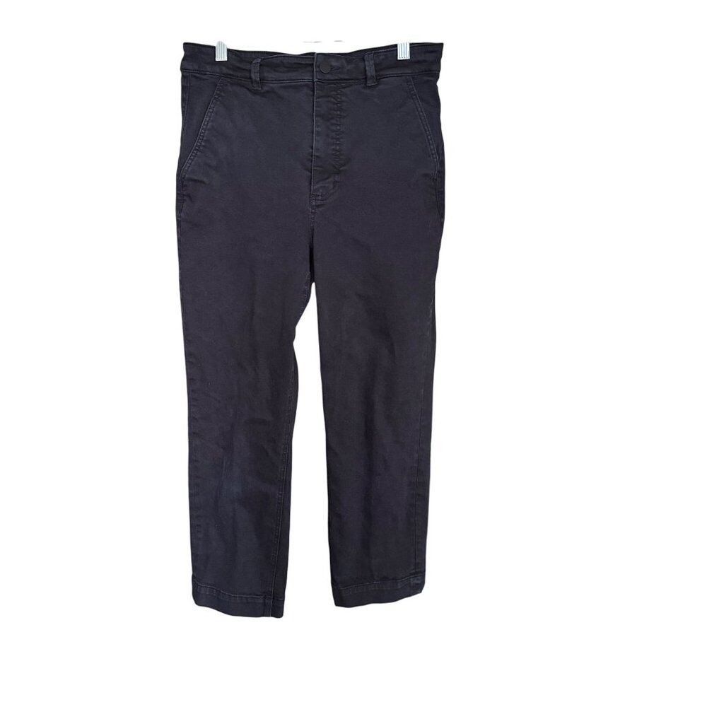 Everlane Womens Black Cotton Straight-Leg Pants Size 10
